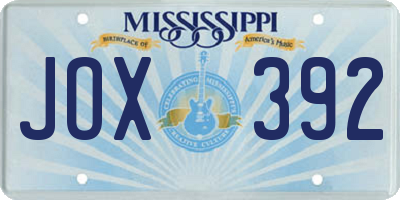 MS license plate JOX392