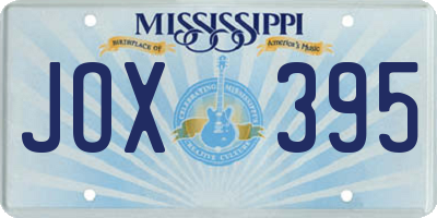 MS license plate JOX395