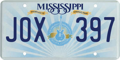 MS license plate JOX397