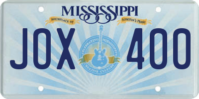 MS license plate JOX400