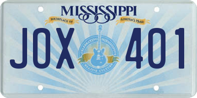 MS license plate JOX401