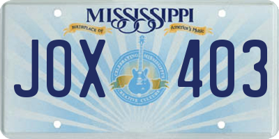 MS license plate JOX403