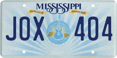 MS license plate JOX404