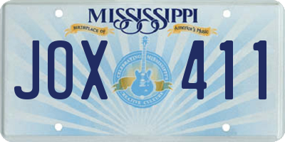 MS license plate JOX411