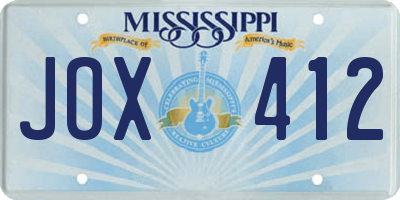MS license plate JOX412