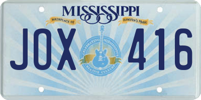MS license plate JOX416