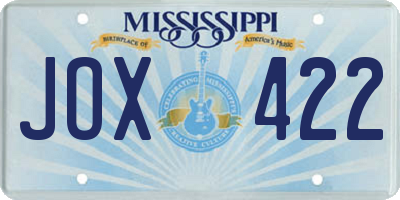 MS license plate JOX422