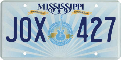 MS license plate JOX427