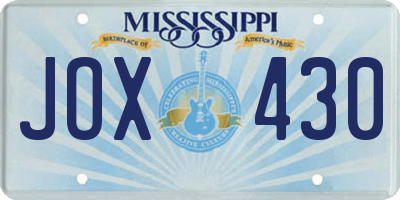 MS license plate JOX430