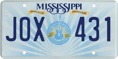 MS license plate JOX431