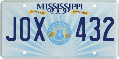 MS license plate JOX432