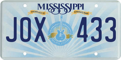 MS license plate JOX433