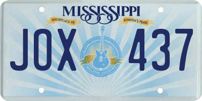 MS license plate JOX437