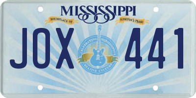 MS license plate JOX441