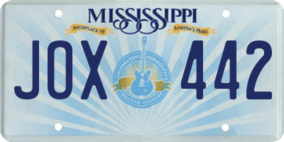 MS license plate JOX442