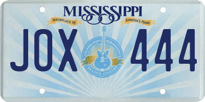MS license plate JOX444