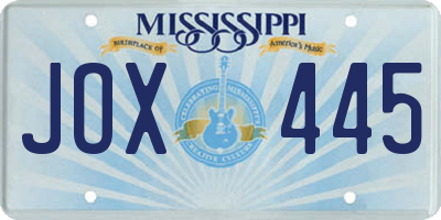 MS license plate JOX445