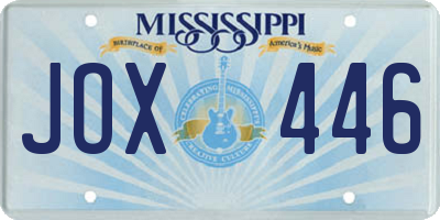MS license plate JOX446