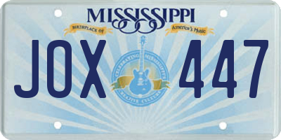 MS license plate JOX447