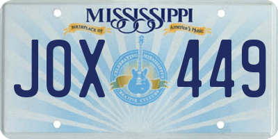 MS license plate JOX449