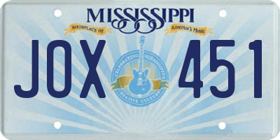 MS license plate JOX451