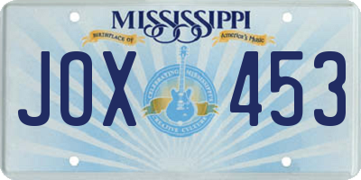 MS license plate JOX453