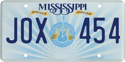 MS license plate JOX454