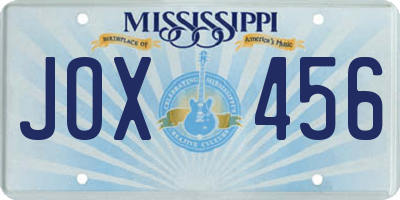 MS license plate JOX456
