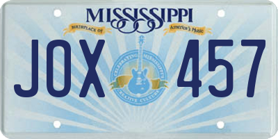 MS license plate JOX457