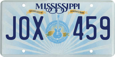 MS license plate JOX459