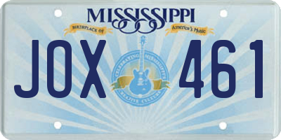 MS license plate JOX461