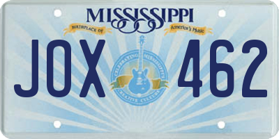 MS license plate JOX462