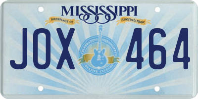 MS license plate JOX464