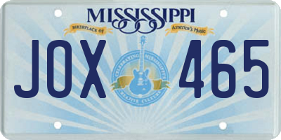 MS license plate JOX465