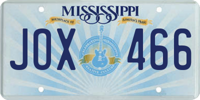 MS license plate JOX466