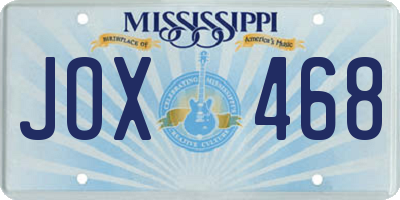 MS license plate JOX468