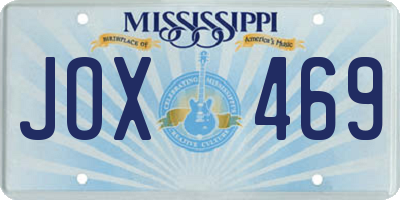 MS license plate JOX469
