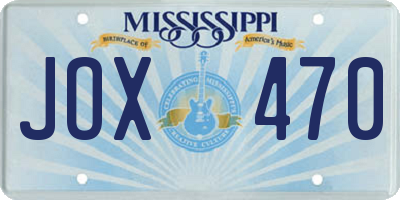 MS license plate JOX470