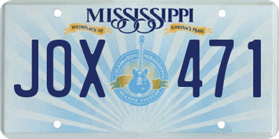 MS license plate JOX471
