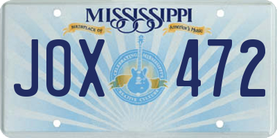 MS license plate JOX472