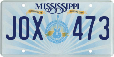 MS license plate JOX473