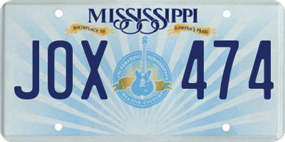 MS license plate JOX474
