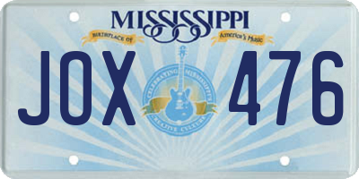 MS license plate JOX476