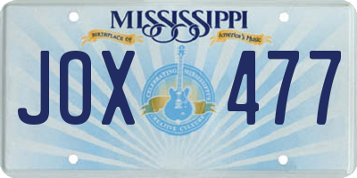 MS license plate JOX477