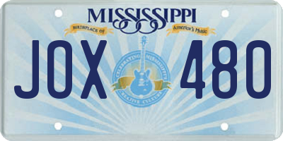 MS license plate JOX480