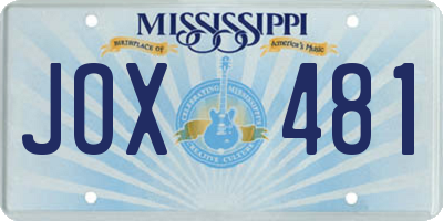 MS license plate JOX481