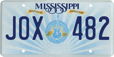 MS license plate JOX482
