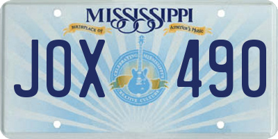 MS license plate JOX490