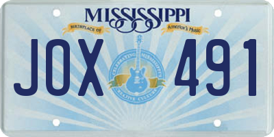MS license plate JOX491
