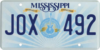 MS license plate JOX492